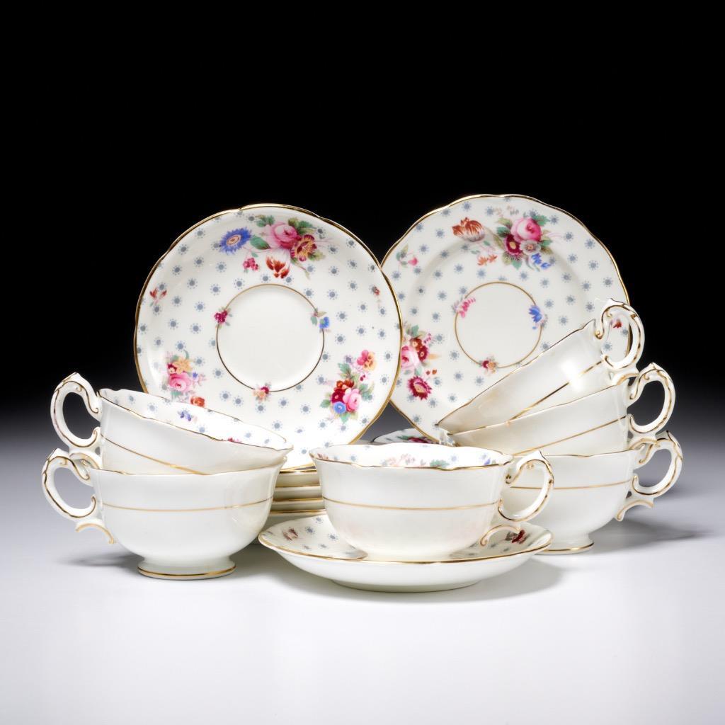 Swansea Midsummer English Bone China Hand Painted Teacup Saucer