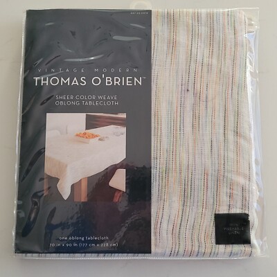 Thomas O'Brien Linen Sheer Color Weave Oblong Tablecloth - 70'' x 90'' - New NIP