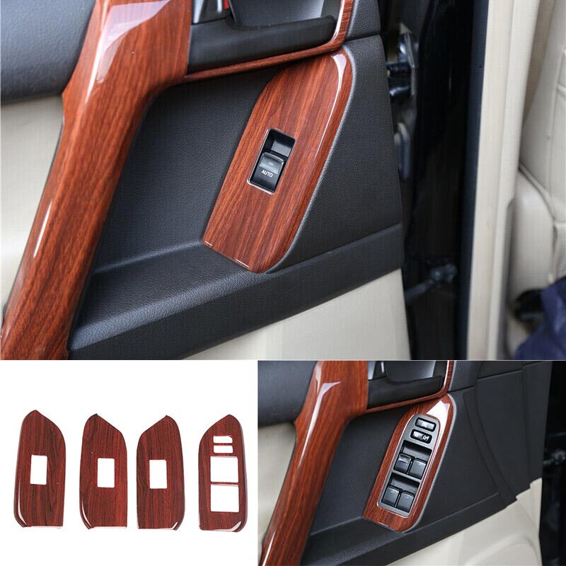 2010-2018 Toyota Prado Door Window Switch Lift Cover in Peach Wood Frame Trim