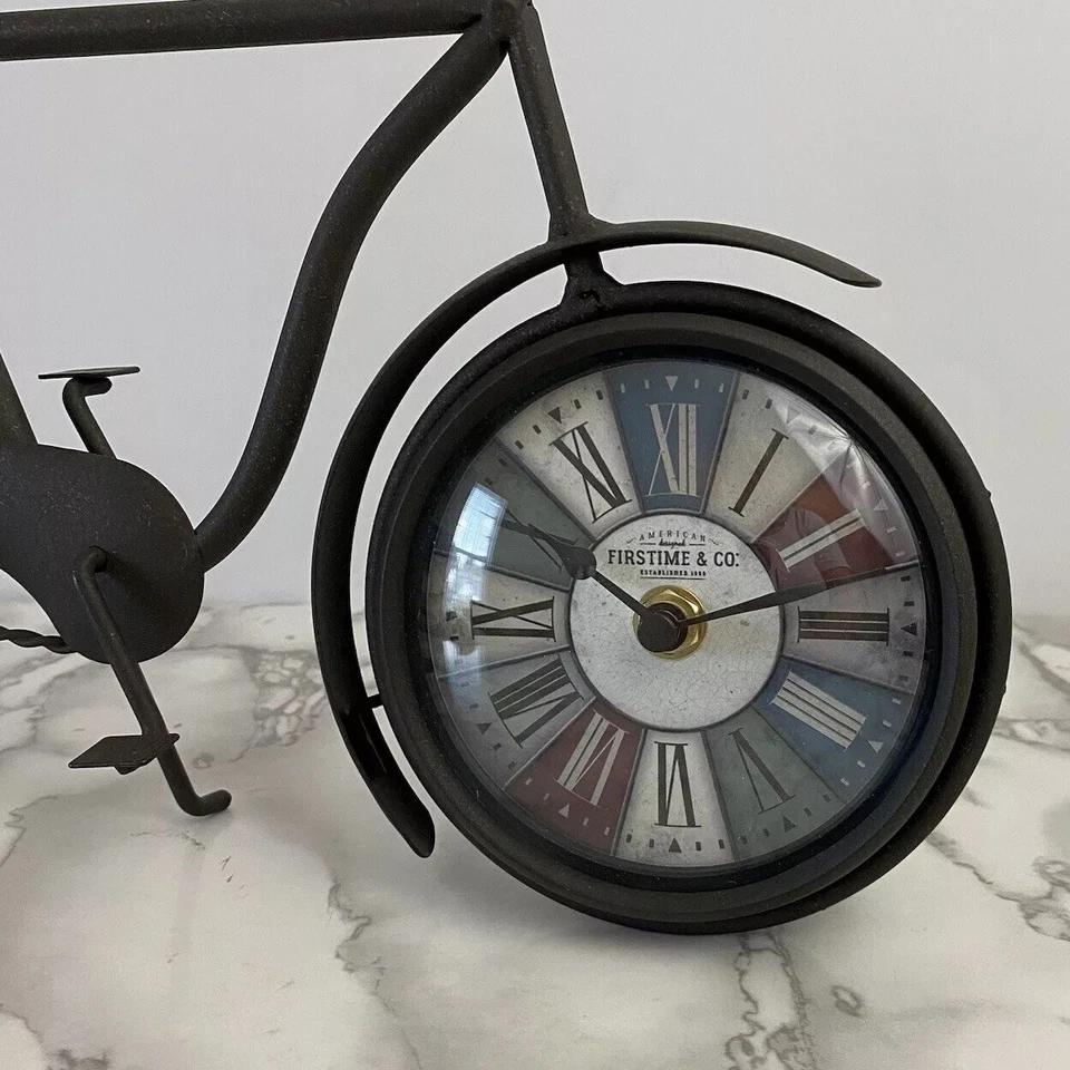 Farmhouse Brown Metal Bicycle Clock CottageCore Americana Home Decor Kitschy - Image 2 of 4