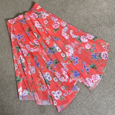 New Look Immaculate Orange Floral Stretchy Mesh Skirt With - Main Image