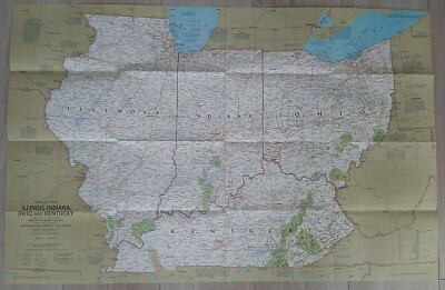 National Geographic Close Up Map of Illinois, Indiana, ...(Feb, 1977).