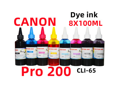 8X100ML Premium refill ink for Canon Pro 200 Pro 200S CLI-65 cartridge CISS CIS