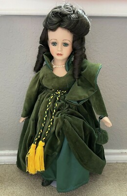 Scarlet O'Hara Green Velvet Dress Porcelain Doll 1993 18  Tall 