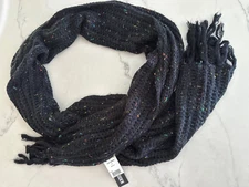 NWT Steve Madden Black Speckled Super Soft Knit Scarf 80" long x 18 " wide 