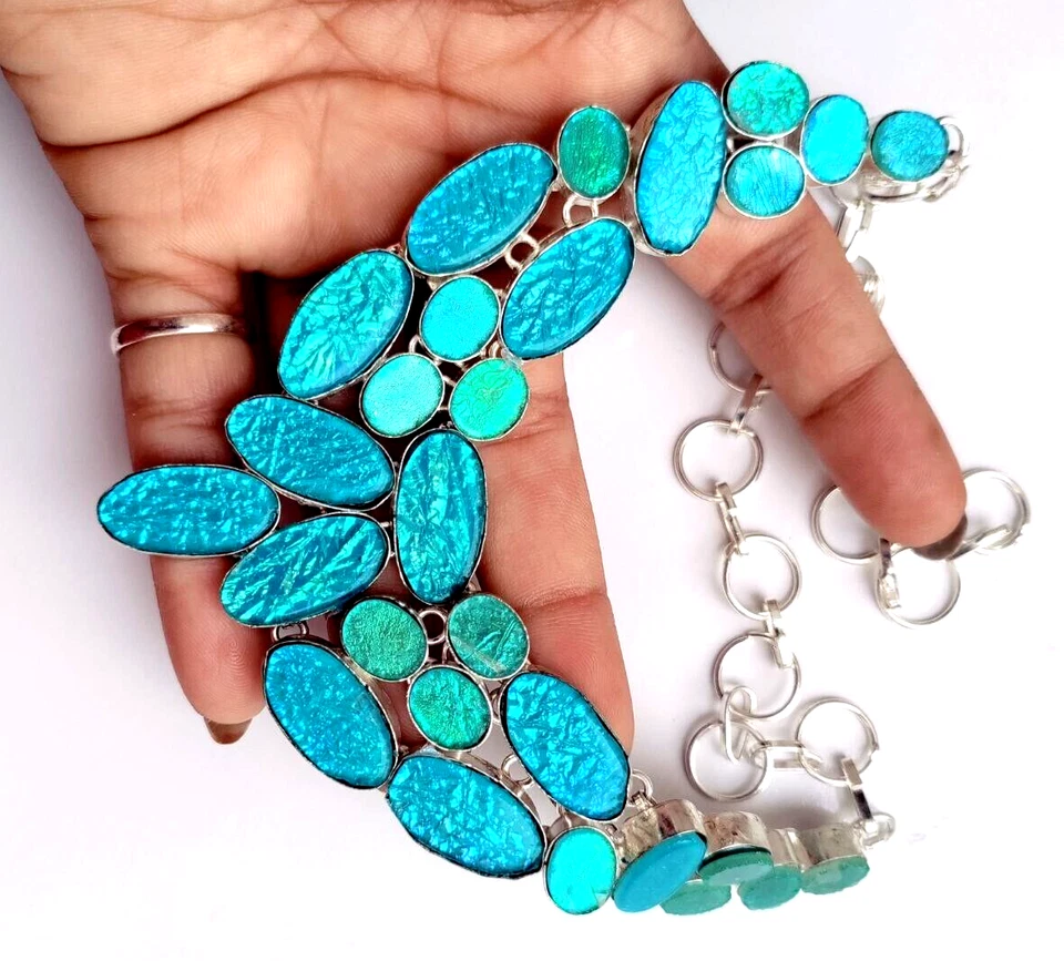 Australian Triplets Opal Gemstone 925 Sterling Silver Handmade Jewelry Necklace - Image 3 of 4