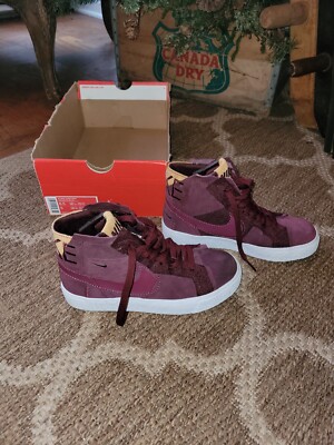 Nike Zoom Blazer Mid Premium Maroon Patchwork Sneaker Shoes Size US 4 (No box)
