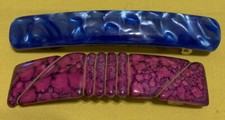 Vintage Hair Barrettes Marbled With Clasps Lot Of 2
