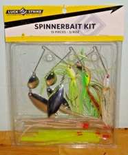 LUCK-E-STRIKE 15 Piece Fishing SPINNER BAIT KIT 3/8 oz NEW