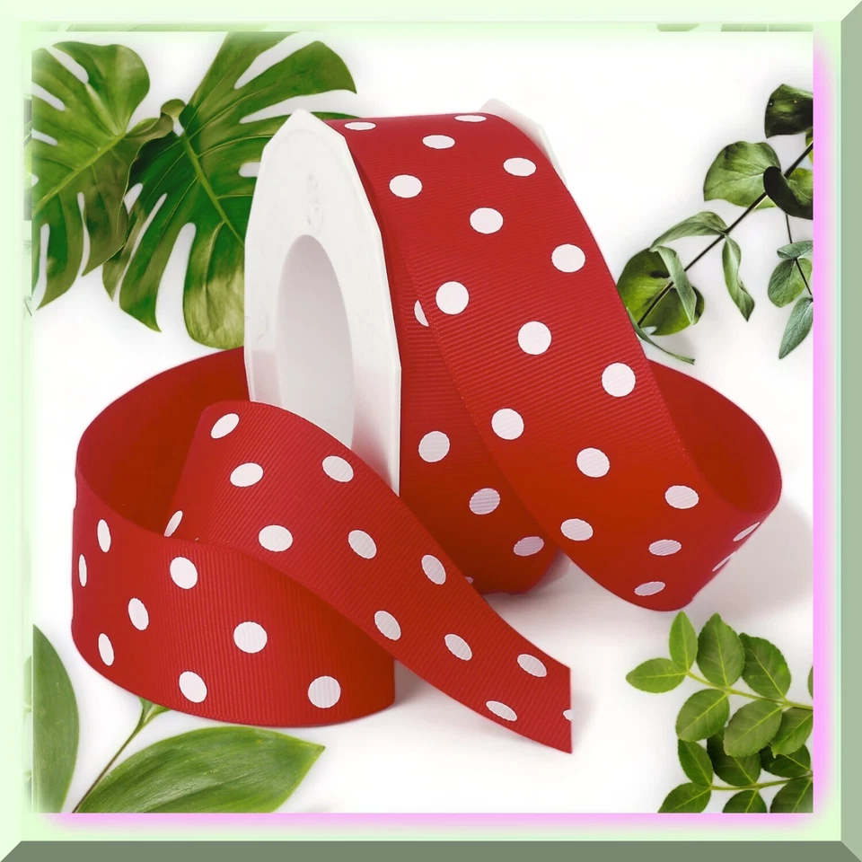 Polka Dot Delight - Cinta de grosgrain roja y blanca vibrante Sp Foto 2 de 4