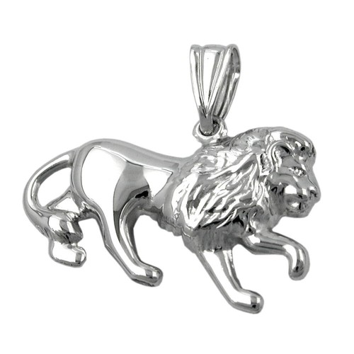 Anhänger 15x23mm Löwe glänzend rhodiniert Silber (925/1000)