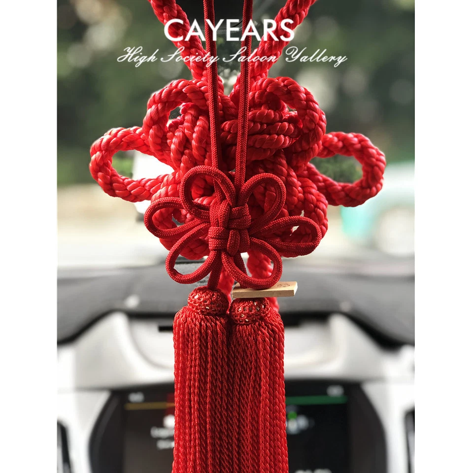 Un conjunto de Jp Rojo JP Nuevo Cuerda Diamante Nudo Coche Espejo Dije Colgante Foto 2 de 4