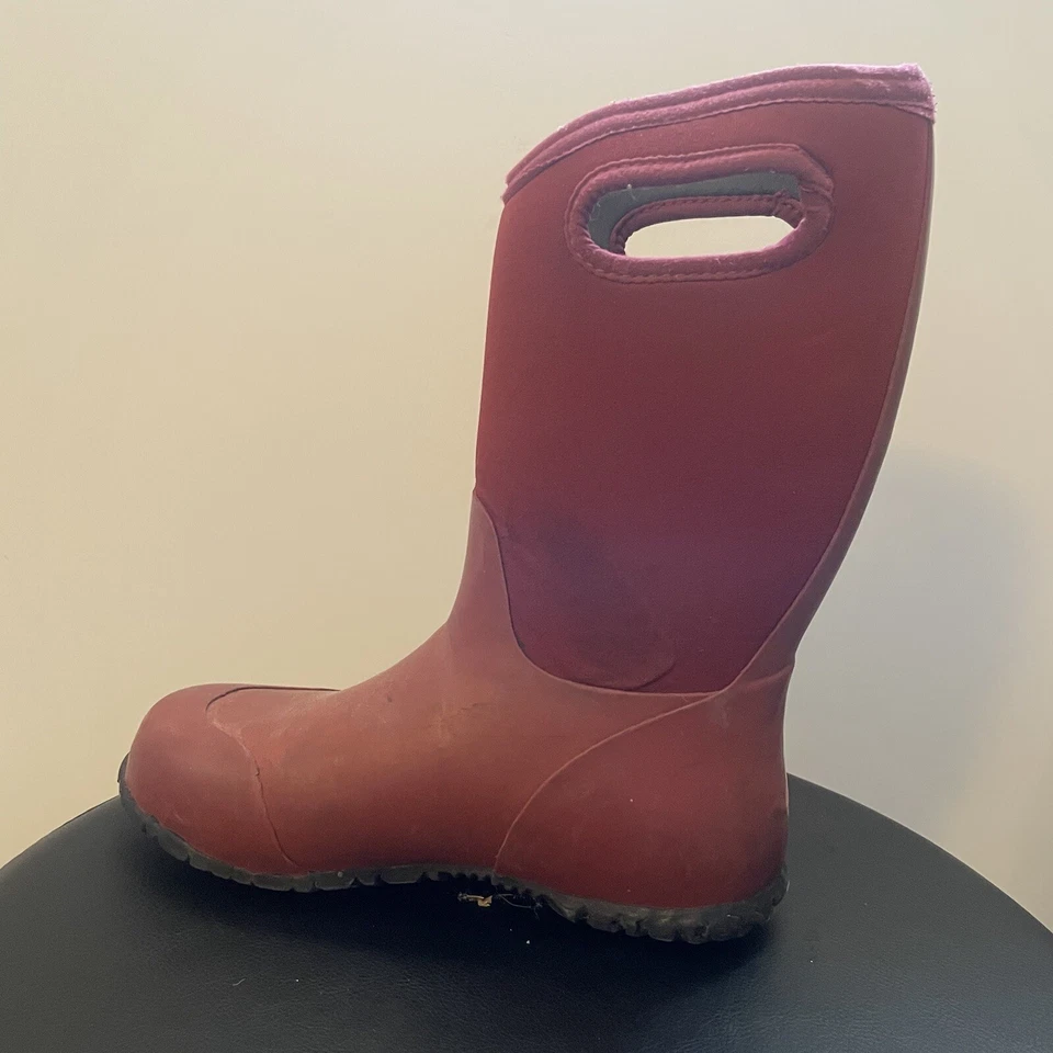Botas de nieve BOGS K Durham lisas para jóvenes niños talla 4 rojas impermeables Foto 2 de 4
