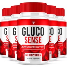  5 Pack Glucosense Advanced Glycogen Pills, Gluco Sense Formula 300 Capsules 