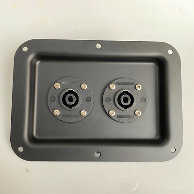Large Black Metal Speaker Jack Plate W/ Dual SpeakOn NL4MPR Connectors 5''x7''