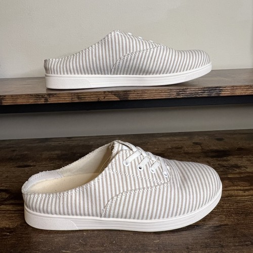 Spenco New Santa Rosa canvas mules slip on shoes tan white stripes women's 9 - Bild 13 von 14