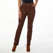 DG2 by Diane Gilman Virtual Stretch Denim Straight Leg Jean Size 2 Chocolate Bro