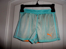 Cute Puma little girls size 4 blue orange pull on shorts logo NWT