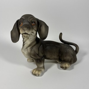Porcelain Dachshund Musical Box MSR Imports 9"X4"X7" 1980 Vtg Collectible -Works