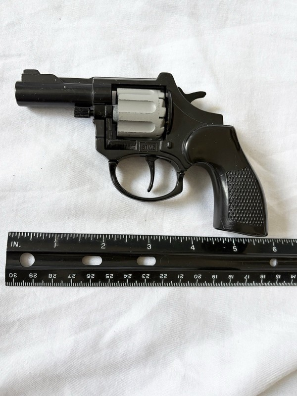 Arco No. 125 Snub Nose Toy Cap Gun with Bullet Belt Made in Hong Kong 1980s