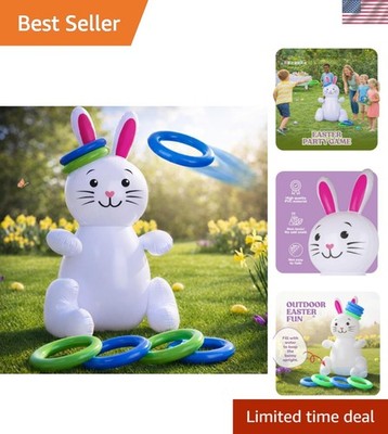 30'' Easter Bunny Inflatable Ring Toss Game - Easter Games for Kids with 6 Rin...