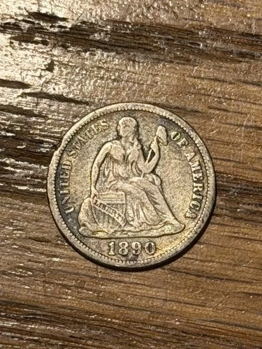 1890 Seated Liberty Silver Dime 10c US Type Coin Fine Circulated Philadelphia