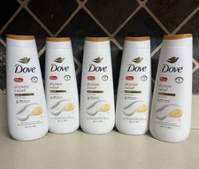 5 Dove Dryness Relief w/ Jojoba Oil Body Wash, Cleanser, Deeply Nourishes, 20 oz