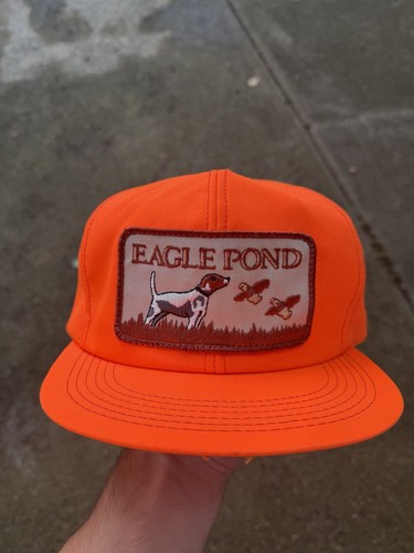 Vintage Orange K Products SnapBack Trucker Hat Deadstock Eagle Pond Dog Orange
