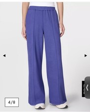 BNWT Sweaty Betty Luxe Fleece Jogger Wide Leg Trousers Pants 30" RP£95 Blue SML