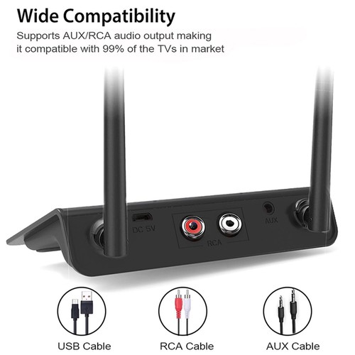 New Bluetooth 5.0 RCA Transmitter Receiver Audio Adapter 3.5mm AUX Jack TV PC - Photo 6/19