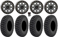 System 3 SB-7 14" Wheels Titanium (4+3) 30" Warrior AT Tires RZR Turbo S / RS1