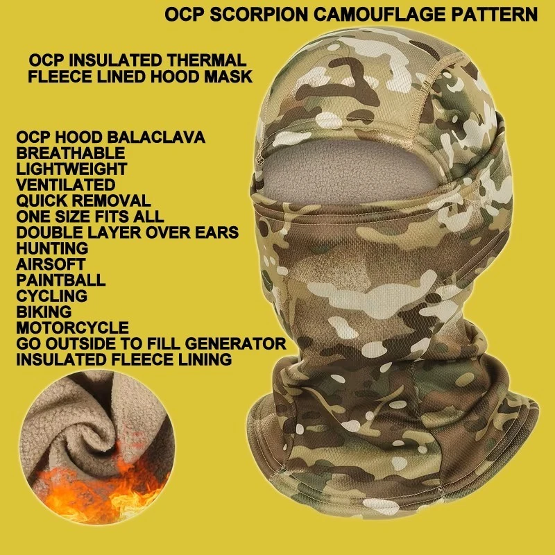 NEW OCP SCORPION THERMAL LINED INSULATED COLD WEATHER BALACLAVA GAITER MASK HOOD