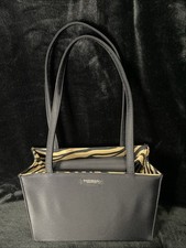 Vintage Kate Spade 90s Black Nylon Box Shoulder Bag Tiger Print Lining