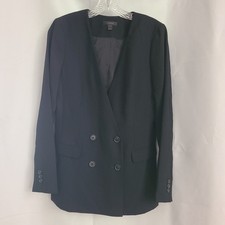 J Crew Sz 4 Black French Girl Double Breasted Preppy Classic Minimalist Blazer