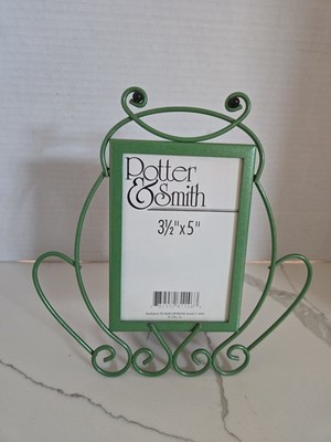 Vintage Potter & Smith Green Wire Frog Picture Frame 3.5'' x 5'' Whimsical Metal