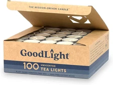 Goodlight Unscented Vegan and Paraffin-Free Tea Light Candles (100 Candles)