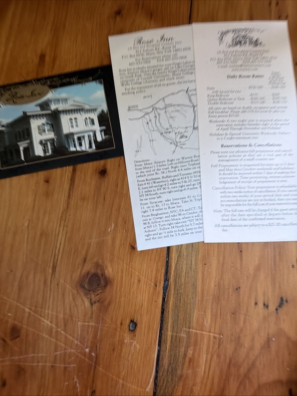 1999 Rose Inn Ithaca NY Bed Breakfast Brochure Info Flyers Cornell Finger Lakes