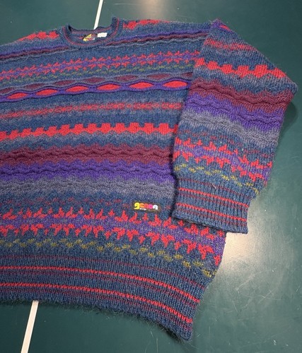 Vintage Rare Coogi Style Mohair Sweater Size Large Biggie Cosby Colorful Aztec - Picture 3 of 15