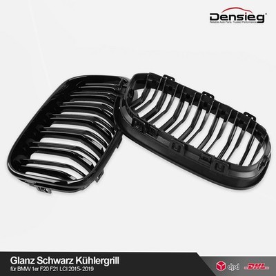 Densieg Nieren Grill Doppelsteg Glanz Schwarz für BMW 1er F20 F21 LCI 2015-2019