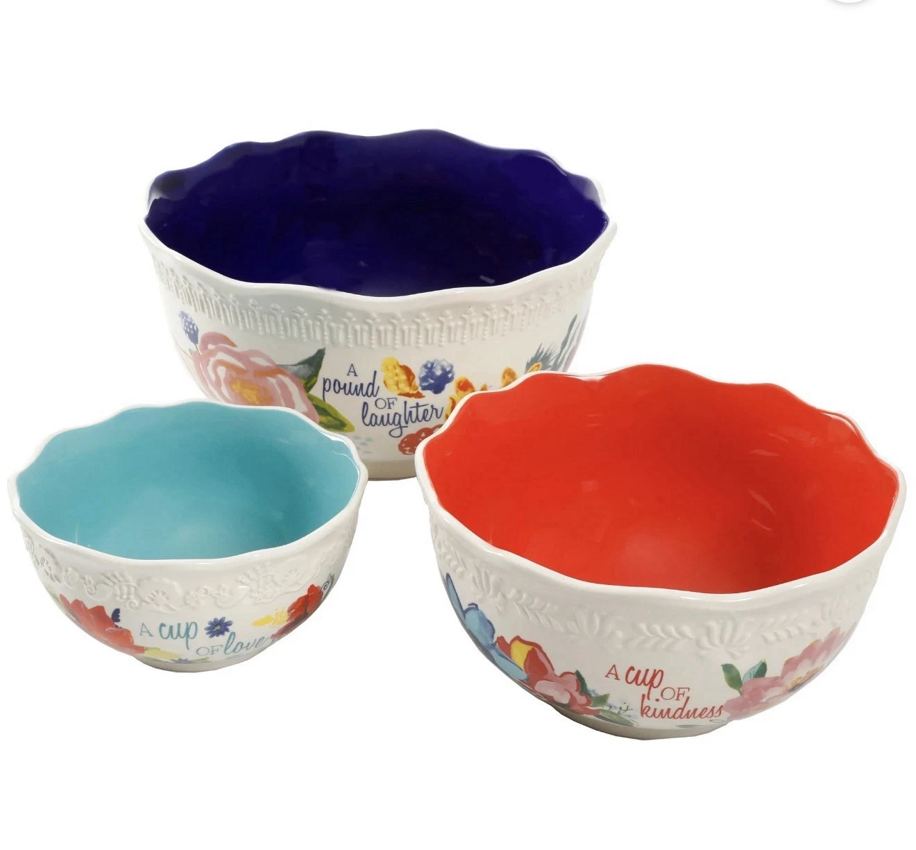 Retired HTF Pioneer Woman Celia 3 Mixing Bowl Set- Flawless Condition!