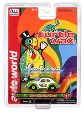 Auto World Thunderjet 1966 Volkswagen Beetle Turtle Wax White  Green HO Scale
