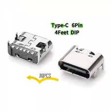 10PCS USB Type-C 6 Pin Female Connector Charging Port Socket USB 3.1 DIP PCB