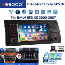 Per BMW X5 E53 2000-2007 autoradio Android 15 4+64GB Carplay GPS SWC WIFI fotocamera