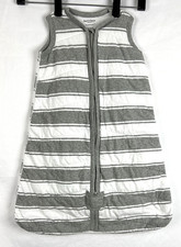 Burt's Bees Baby Beekeeper Gray Striped Zip-Up Cotton Sleep Sack Infant S 0-6M