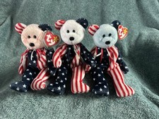 TY Beanie Babies set of 3 SPANGLE Bears, each with different colored heads 1999