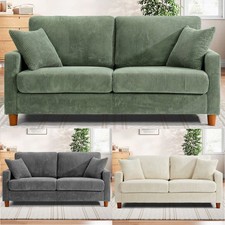Corduroy Sofa 3 Seater Modern Sofa Couch Seats Settee with 2 Throw Pillows