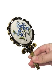 Vintage Oval Handheld Mirror Makeup Mirror Travel Mirrors Portable Handheld V...