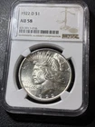 Rarer Date 1922 D Peace Dollar NGC AU58
