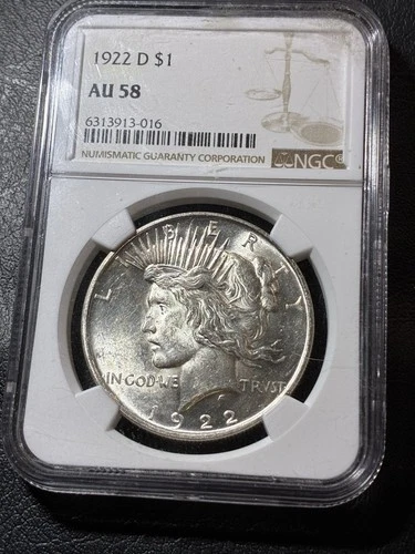 Rarer Date 1922 D Peace Dollar NGC AU58