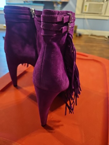 Sam Edelman Purple Suede Keegan Fringe Stiletto Heel Booties Size 10 - Imagen 2 de 18